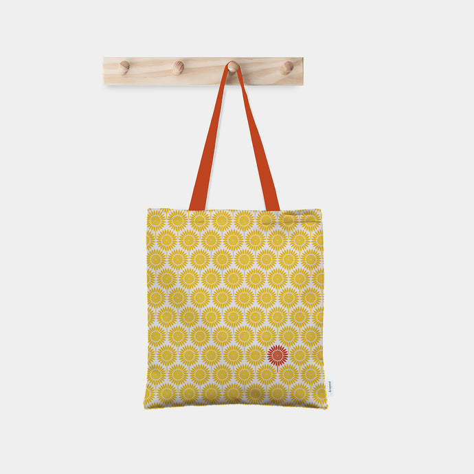 designer tote bag featuring &repeat countryside sunflower pattern
