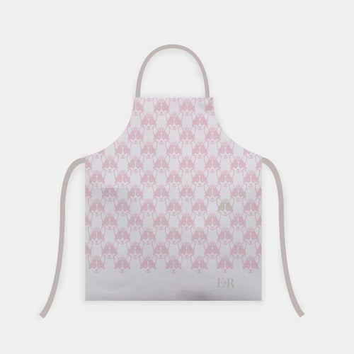 organic cotton apron with pink corgi pattern