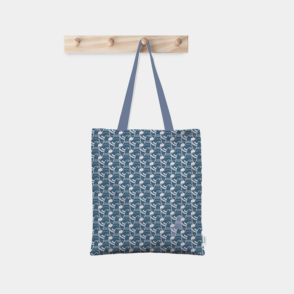 canvas tote bag featuring andrepeat city pigeon design