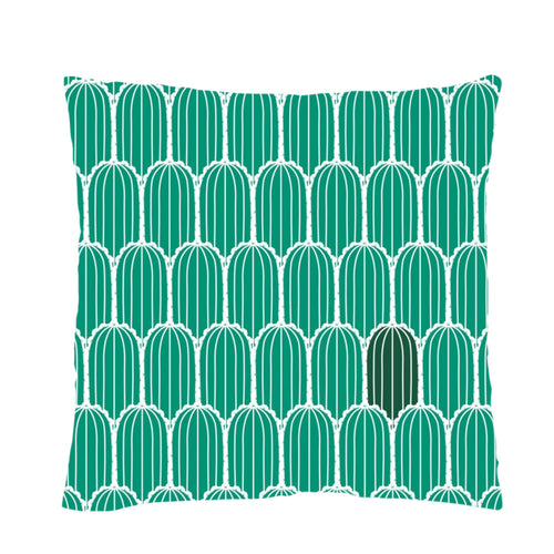 Cushion cover with green repeat cactus design